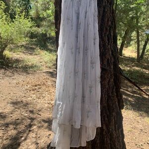 Vintage Flowy White Floral Maxi Skirt